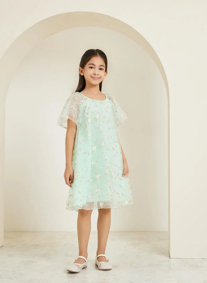 ستايلي فستان شبكي بتطريز أزهار